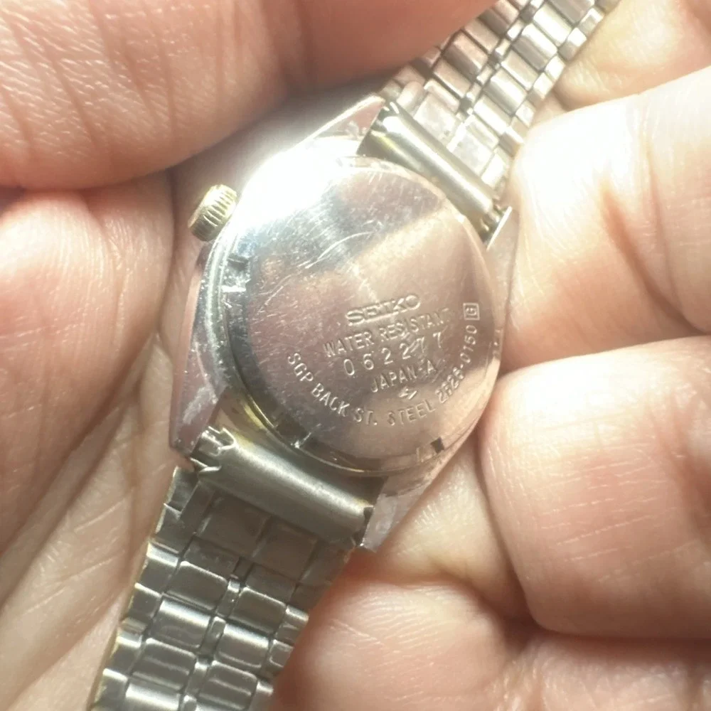 Works VTG Seiko SQ Ladies watch Date Two Tone Quartz New Battery 24mm Fit 6.5in